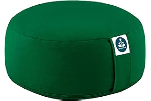 Present Mind Round Zafu Yoga Cushion (Height 16 cm) - Different Colour - High Yoga Cushion/Meditation Cushion - Made in the EU - Washable Cover - 100% Natural Floor Cushion - Meditation Gifts