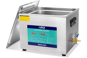 AIPOI Pulitore ad ultrasuoni 15L Pulitore Ultrasuoni con Timer e Riscaldamento, per la Pulizia di Parti Metalliche, Biciclette e Ricambi Auto, Carburatore, Circuiti Stampati, Strumenti Dentali ecc