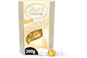 Lindt - Cornet LINDOR - Assortiment de Chocolats Blancs - Cœur fondant - Idéal pour Noël, 200g