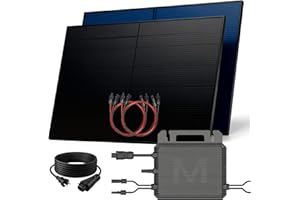 SUNNIVA 1000W Balkonkraftwerk BIFAZIAL FULLBLACK komplett Steckdose MARSTEK 800W Wechselrichter, PV Solaranlage, 2x 500W Glas-Glas Solarmodule, inkl. 5m Kabel, Bluetooth WIFI, Komplettset