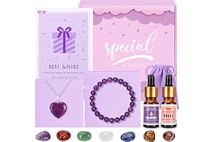 BaiCai Healing Crystals Stones Set, Spiritual Gifts for Women Amethyst Crystal Gifts for Her Anxiety Relief Chakra Healing Stones, Birthday Gift Natural Crystal for Beginners,Meditation,Yoga