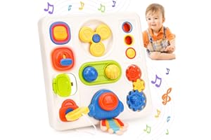 CELECSTAN Montessori Busy Board for 1 2 Year Old Toddlers, Sensory Musical Toy for Autism Travel Toys for Kids on Plane, Activity Board Educational Learning Toy Birthday Gifts for 1-3 Year Old Boys Girls