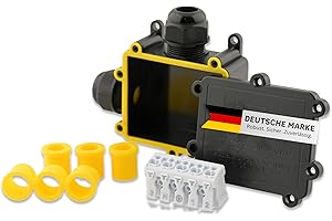 INTRATEC 100% SHOPPING Waterproof junction box, IP68, 24A 450V AC, Openings Cable cross sections: M20 M25 Socket, 4 m Water Depth, TÜV Tested VDE & CE Socket Connection Box, Earth Cable Connection Box, Connection Socket, black