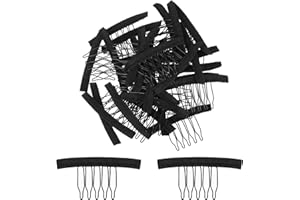 MOZEAT LENS 30 clip per parrucche, nere extension per capelli con 5 pettini dentali portatili, dreadlocks extension, parrucca fissa, pettini Wig Comb