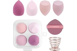 ELALOVE 4 Stück Make Up Schwämme Set, Professionelle Makeup Sponge mit Puderquaste und Schwammhalter, für Feucht und Trockenanwendung, Kosmetik Schwämmchen für Foundation