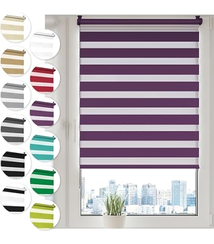 Estika Dubbel rolgordijn zonder boren snelle 2-in-1 installatie - klemmen, wand- of plafondmontage - Pastel oranje - 65 x 150 cm - vensterrolgordijnen voor interieurs