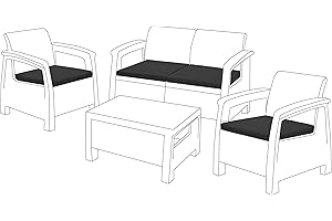 Gardenista Outdoor Seat Cushion Pads for Rattan Furniture | Garden Furniture Cushions for Keter Corfu Chairs | Water Resistant Patio Furniture Chair Padding | Soft & Durable | 4 Piece (Black)