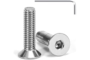 Tunejoy Tornillo Avellanado M5 x 20 mm Tornillos de Cabeza Avellanada Hexagonal de Acero Inoxidable A2 V2A Norma DIN 7991 con llave Allen Rosca Completa 20 Piezas
