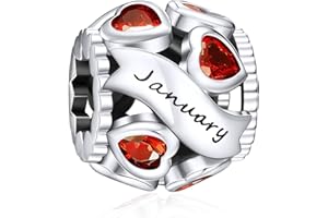 NINGAN Gennaio-dicembre Pietra natale in argento sterling 925 Perline vuote in oro rosa e argento Adatto per braccialetti da donna