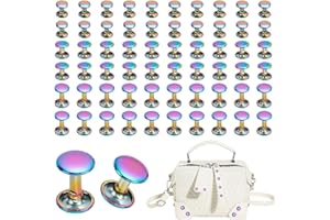 WADORN 60 Sets Bunte Nieten Aus Metall, Regenbogen-Ledernieten Mit Doppelter Runder Kappe, 9/10/11.5 mm, Röhrenförmige Metallnieten, Spike-Nieten Für Lederhandwerk, Reparatur, Dekoration