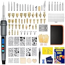 Fer à Souder 60W Kit, Fer a Pyrogravure Kit de Pyrogravure sur Bois, 200℃450℃ Température Réglable Souder Électrique, 37 en 1 Stylo de Graveur sur Bois pour Réparation Soudage Brasage Quotidiens