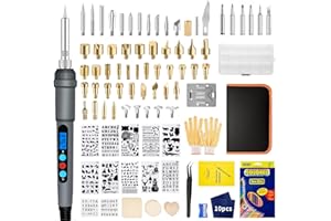 HUZOOMTOYZ Brandmalerei Lötkolben Set 113PCS Lötset - Brandmalkolben Set 60W Einstellbare Temperatur 200-450°C Brennkolben,LED Anzeige,Lötkolben Holz,Brandmalerei mit Buchstaben und Farbige Buntsti