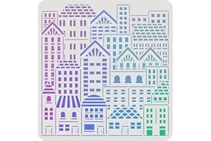FINGERINSPIRE City Buildings Stencil 30x30cm Reusable Cityscape Drawing Stencil City House Pattern Painting Stencil Cityscape Skyline for Painting on Wood, Canvas, Paper, Floor, Wall