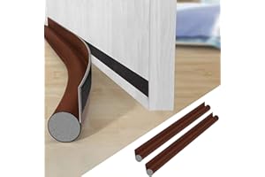 AiQInu Bas de Porte Isolant, 2 PCS One Sided Boudin de Porte Isolant, Insonorisé, Protège des Courants D'air et Des Insectes, Le Joint de Porte Garde le Chaud et le Froid, 96 x 8cm, Marron