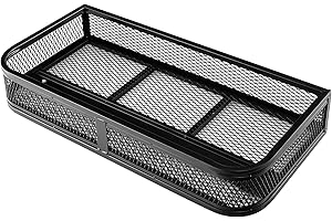 ‎GYMAX GYMAX Autogepäckkorb, ATV Frontladekorb/Heckablagekorb aus Metall, hängende Aufbewahrungskörbe, Leichter Transportkorb, Schwarz (Frontgepäckkorb: 92 x 44 x 16,5cm)