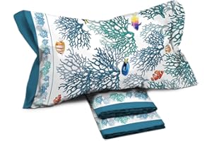 il dolce stile della tua casa set completo lenzuola per letto singolo 1 piazza e mezza 130x200 cm puro cotone stampate fantasia (malibu turchese)