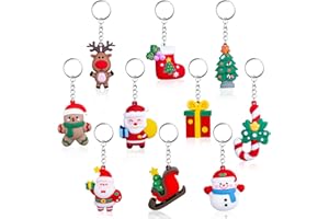 NTGFU Christmas Keyring 3D Cartoon Keychain Pendant Santa Elk Snowman Christmas Tree Keychains Key Chain Decor Keyrings Rings Kid Xmas Party Favors Gift Bag Fillers Supplies Christmas Stocking Fillers Gifts