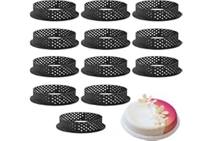 DUBUOZA 12 Pezzi Anello Crostata Forato,Rotonda Muffa Cottura Dessert Strumento Stampo Mousse per Torta,Adatto per fare frittelle, ciambelle e torte