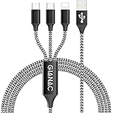 GIANAC Cavo di ricarica multiplo, 1,5 m 3 in 1, cavo di ricarica multiplo in nylon con connettore per telefono IP Micro USB t