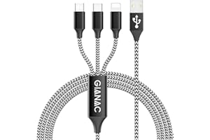 Multi USB Kabel,GIANAC [1.5M] 3 in 1 Nylon Mehrfach Universal Ladekabel iP Micro USB Typ C für Phone, Android Galaxy, Huawei, Mate20, Honor View 10, Nexus, HTC,Motorola,Nokia,LG, Sony, PS4.