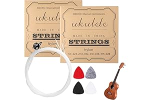 GMENTS 2 Sets Nylon Ukulele Strings with 4 Felt Picks White Replacement Ukulele Strings Universal Classical Ukulele Musical Instrument Accessories for Soprano and Concert Ukes