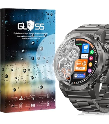 MIHENCE Pellicola protettiva per smartwatch EF5 1.43, 9H, antigraffio, pellicola in vetro temperato, compatibile con LIGE/ESFOE/FOXBOX 1.43 Smartwatch EF5 (3 pezzi