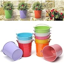 4 Vasi Da Fiori Sospesi In Metallo Bianco, 27,5 Cm, Con Ganci Rimovibili, Per Balcone, Giardino E Decorazione Fai Da Te