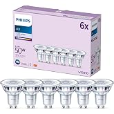 Philips Bombilla LED, Casquillo GU10 (para Focos), 4.6 W, 4000 Kelvins, 390 Lumens, No Regulable, Pack de 6 Unidades, Blanco