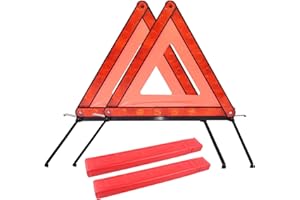 ACONDE Triángulo de advertencia plegable para coche, con caja de almacenamiento, para señales de advertencia en caso de parada temporal o avería, 2 unidades