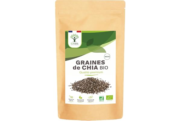 Graines de Chia Bio - Bioptimal - Superaliment - Omega 3 Protéines Calcium Fibres - Digestion Minceur Transit - 100% Graine de Chia Premium Crue - Conditionné en France - Certifié par Ecocert - 400 g