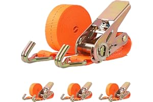 Sleeleece 4 Stück Spanngurte mit Ratsche und Haken 2 teilig 1000kg 4m 25mm 1000 daN 1t Ratschengurte TÜV/GS Zertifiziert Zurrgurte wetterfest & robust