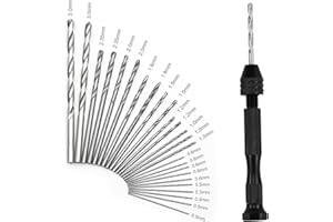 JOYVOX 26-Piece Precision Pin Vise Hand Drill Set with Twist Drill Bits - Ideal for Craft Carving DIY, Woodworking, & Model Making(0.5-3mm Drilling Bits)