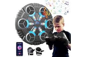 Eznaobo Musik-Boxmaschine, Wandmontage, mit Boxhandschuhen, 3 Geschwindigkeiten und LED-Licht, Bluetooth, intelligente Musik-Boxmaschine, Boxmaschine für Kinder und Erwachsene