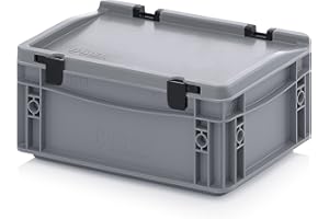 Auer Packaging Eurobehälter-Eurobox 30 x 20 x 13,5 cm mit Scharnierdeckel inkl. gratis Zollstock