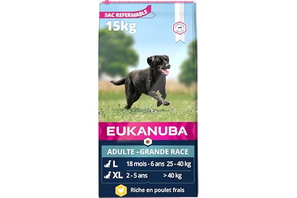 Eukanuba Chien Adulte Nourriture sèche Pour Grande Race Poulet 15kg