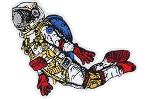 EXPRESS-STICKEREI Toppa ricamata Cosmonauta Spaziale | Patch astronauta russo cucire/stirare | Programma spaziale URSS Sputnik | Applique DIY per abbigliamento | 65x90mm