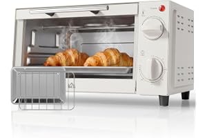 HOMCOM Miniugn 9L miniugn med ugnsbricka, grillgaller, 100 °C-230 °C, med justerbar temperatur och tillagningstid, timer 60 m