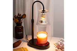 JEKEMORYE Candle Warmer Lamp with Timer: Electric Wax Melter - Adjustable Height And Brightness Jar Candles Flameless Burner Suitable Various Holiday Warming Gifts with 2 Bulbs Black Base