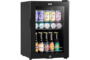 Dellonda Baridi 60L Beer & Drinks Fridge with LED Light, Black and Glass Door – DH62