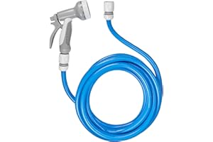 COST WISE Dog Outdoor Washing/Grooming Set with Universal Garden tap Fittings,Flexible 4 Layer Quality Hose with Multi Pattern Trigger Spray Gun (3m)