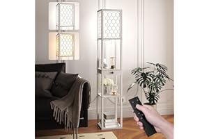cointwo Modern Floor Lamp with Shelves & Remote Control | Stylish Tall Standing Light for Bedroom, Living Room, Office | Durable & Stable Design | 160cm, with Bulb Included