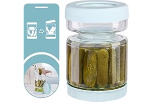 WhiteRhino Sottaceto vaso con filtro Flip,1.5L di vetro sottaceto contenitore con filtro,clessidra sottaceto Flip Jar,tenuta sottaceto titolare sottaceto Stoccaggio sottaceto succo separatore vaso per