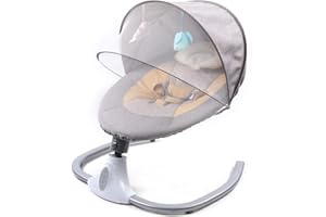 ESTABETER Babywippe Elektrisch, Baby Schaukel Elektronisch mit 4 Einzigartigen U-förmigen Bewegungsgeschwindigkeiten, 72 * 68 * 53 cm, Bluetooth-Schaukel, Geeignet für Babys von 2 bis 12 kg, 0-10Monate