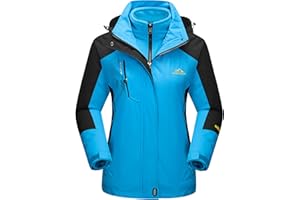 TACVASEN Women's 3-IN-1 Jackets Waterproof Fleece Jacket Outdoor Skiing Snowboarding Coat