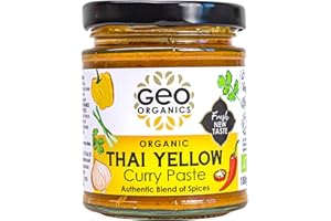 Geo Organics Thai Yellow Curry Paste 180g (Pack of 1) Serves 4 | Organic & Vegan-Friendly Curry Paste | Authentic Restaurant Recipe Base | Certified by Soil Association Thai Curry Paste