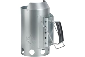 onlyfire Chimenea para Encender Barbacoa, Extra Grande Chimenea Barbacoa 34,5cm de Altura, Ø 19cm Chimenea Redonda para Barbacoa de Carbón, Briquetas, Encendedor Carbon de Acero Galvanizado