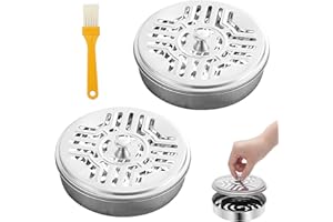 JEONDFG 2 Pcs Edelstahl Mückenspirale Halter,Portable Mückenspirale Behälter mit 4 Bürsten,Moskito Spulenhalter,Schnaken Spiralen,Halter für Moskitospulen,Insekten Spirale Halter,Behälter für Mückenspiralen