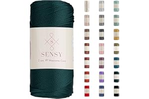 S SENSY Sensy Premium 2 mm 230 Meter Polyester-Seil, 100% Polypropylen-Kordel Makramee-Kordel 2 mm Häkeltasche Kordel Makramee Seil Häkelgarn Geschenk für Strickwaren (Waldgrün)