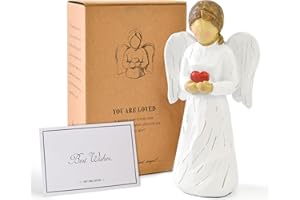 JINGIHE Schutzengel Engel Figur Wertschätzungsgeschenke, Engelstatue hält EIN Herz in der Hand, Engelsfiguren Ornament für Geschenke Frauen Weihnachten Thanksgiving, Harz Engel Figur, Häuser Deko