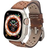 Apple Watch ile Uyumlu Hakiki Deri Kordon, Hakiki Deri Saat Kordonu, 38/40/41/42/44/49 mm ile Uyumlu, Ayarlanabilir Fit, Kola